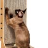 Cardboard Cat Scratcher for Indoor Cats, 26.8 Inch L Shaped Vertical Cat Scratching Board with Ball Cat Toy, Large Cat Scratcher Pad, Brown