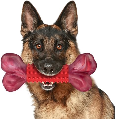 ough Dog Toys for Aggressive Chewers Beef Flavor: 8" Dog Chew Bone for Large Breed, Nylon & Rubber Chew Toy for Medium Large Dogs