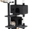 Cat Tree 54in Cat Tower Multi-Level Durable Cat Scratching Post & Cozy Fun Cat Jumping Platform Space Saving Cat Condo Pet Play House for Indoor Cats,Grey