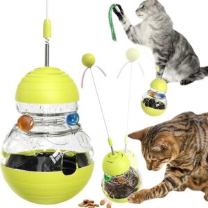 Cat Toy for Indoor Cats Wobble Kitten Treat Dispensing Ball Food Dispenser Puzzle Slow Feeder Balls Kitty Stimulating Indoor Interactive Brain