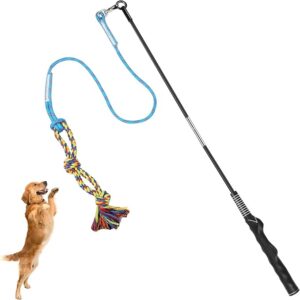 Flirt Pole for Dogs Interactive Dog Toys for Large Medium Small Dogs Chase and Tug of War, Dog Teaser Wand with Lure Chewing Toy for Outdoor Exercise & Training