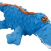 Gators Squeaky Plush Dog Toy with Chew Guard Technology, Durable Fabric & Squeaker for Active Play, Blue, Large