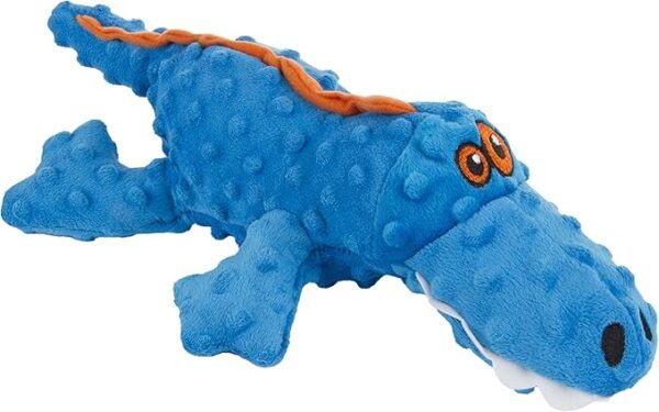 Gators Squeaky Plush Dog Toy with Chew Guard Technology, Durable Fabric & Squeaker for Active Play, Blue, Large