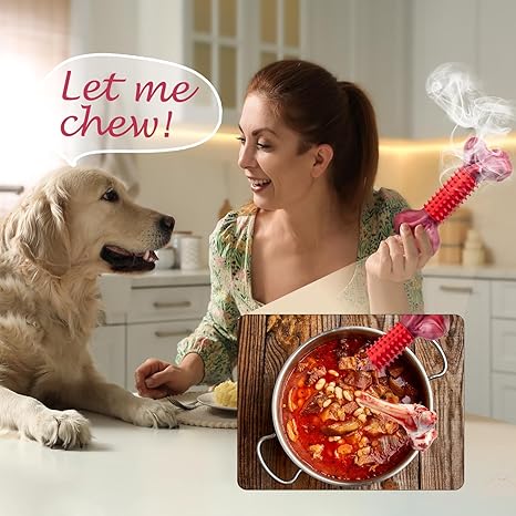 ough Dog Toys for Aggressive Chewers Beef Flavor: 8" Dog Chew Bone for Large Breed, Nylon & Rubber Chew Toy for Medium Large Dogs