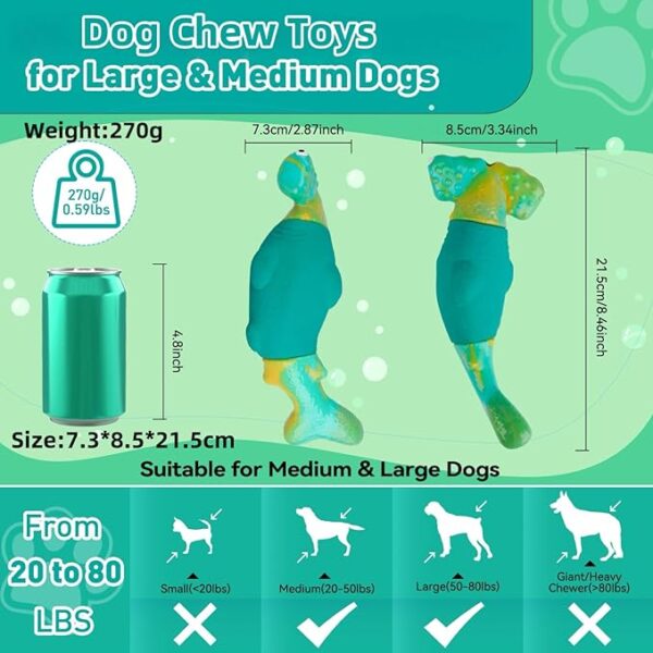 Dog Toys for Aggressive Chewers, Interactive Dog Chew Toys for Large Dogs, Squeaky Chew Toys to Keep Them Busy, Tough Toys for Medium/Large Breed (Green)