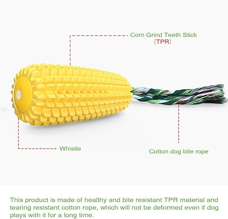 Dog Chew Toys for Aggressive Chewers, Indestructible Tough Durable Squeaky Interactive Dog Toys, Puppy Teeth Chew Corn Stick Toy for Small Medium Large Breed