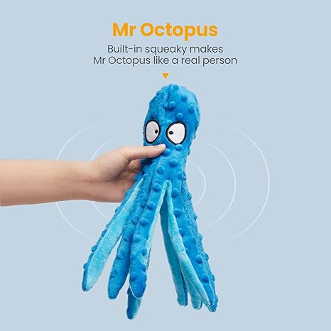 Squeaky Dog Toys - Octopus No Stuffing Crinkle Plush Large Dog Toys to Keep Them Busy, Interactive Puppy Teething Chewing Pet Supplies for Chewer, Small, Medium, Large Breeds, 2 Pack