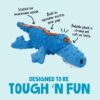 Gators Squeaky Plush Dog Toy with Chew Guard Technology, Durable Fabric & Squeaker for Active Play, Blue, Large