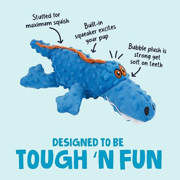 Gators Squeaky Plush Dog Toy with Chew Guard Technology, Durable Fabric & Squeaker for Active Play, Blue, Large