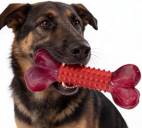 ough Dog Toys for Aggressive Chewers Beef Flavor: 8" Dog Chew Bone for Large Breed, Nylon & Rubber Chew Toy for Medium Large Dogs