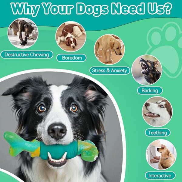 Dog Toys for Aggressive Chewers, Interactive Dog Chew Toys for Large Dogs, Squeaky Chew Toys to Keep Them Busy, Tough Toys for Medium/Large Breed (Green)
