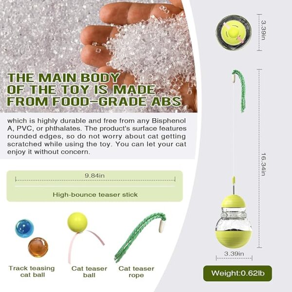 3 Cat Toy for Indoor Cats Wobble Kitten Treat Dispensing Ball Food Dispenser Puzzle Slow Feeder Balls Kitty Stimulating Indoor Interactive Brain