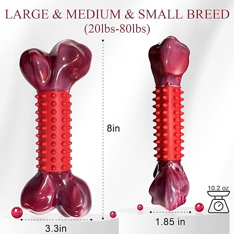 ough Dog Toys for Aggressive Chewers Beef Flavor: 8" Dog Chew Bone for Large Breed, Nylon & Rubber Chew Toy for Medium Large Dogs