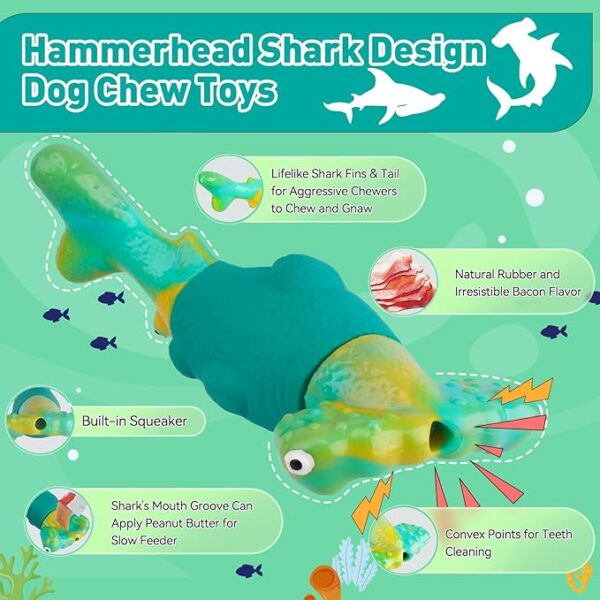 Dog Toys for Aggressive Chewers, Interactive Dog Chew Toys for Large Dogs, Squeaky Chew Toys to Keep Them Busy, Tough Toys for Medium/Large Breed (Green)