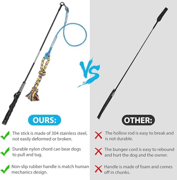 Flirt Pole for Dogs Interactive Dog Toys for Large Medium Small Dogs Chase and Tug of War, Dog Teaser Wand with Lure Chewing Toy for Outdoor Exercise & Training