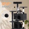Cat Tree 54in Cat Tower Multi-Level Durable Cat Scratching Post & Cozy Fun Cat Jumping Platform Space Saving Cat Condo Pet Play House for Indoor Cats,Grey