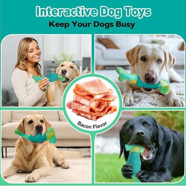 Dog Toys for Aggressive Chewers, Interactive Dog Chew Toys for Large Dogs, Squeaky Chew Toys to Keep Them Busy, Tough Toys for Medium/Large Breed (Green)