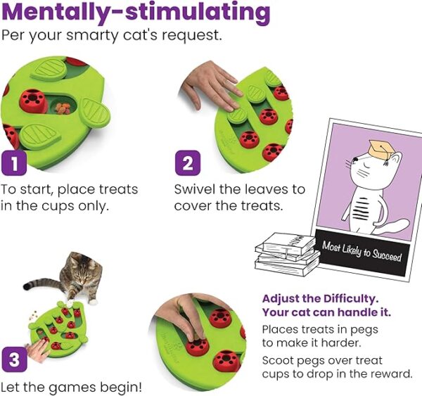 Puzzle & Play – Interactive Cat Puzzle Feeder for Indoor Cats, 16 Hidden Treat Compartments, Slow Feeder, Durable & Easy-Clean