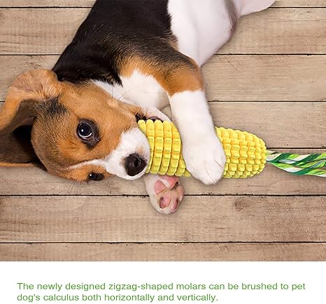 Dog Chew Toys for Aggressive Chewers, Indestructible Tough Durable Squeaky Interactive Dog Toys, Puppy Teeth Chew Corn Stick Toy for Small Medium Large Breed