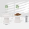 2 Elevated Ceramic Cat Bowls Extra Wide for Food & Water – Whisker Fatigue Shallow Food Dish, Lead & Cadmium-Free, Raised Height for Cats and Dogs, Two Different Depth Bowls, White