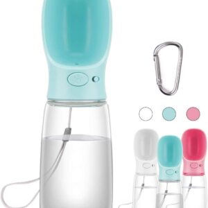 Portable Dog Water Bottle 350/550ml, Pet Water Dispenser Antibacterial Food Grade Leak Proof Dog Cat Travel Drink Bottle Bowl, Pet Outdoor Drinking Cup Dog Gift (550ml, Blue)