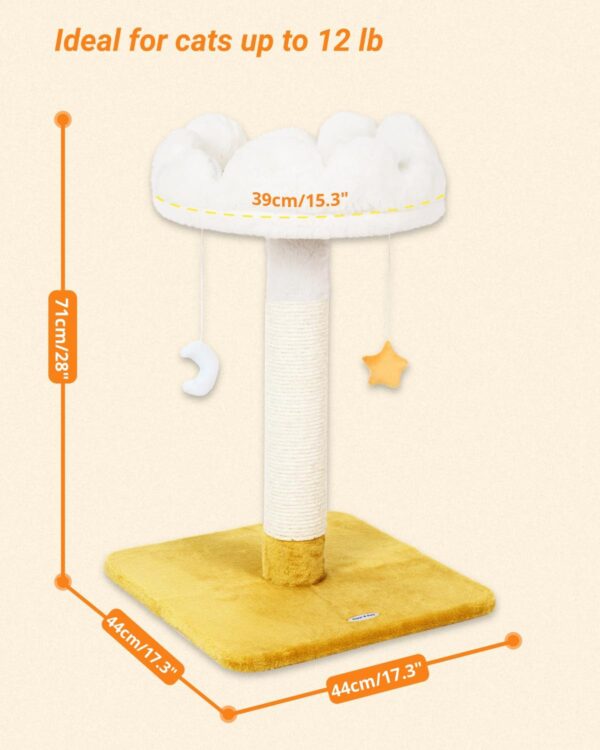 Cloud Cat Tree, Cat Scratching Post with Bed, Small Cat Tree for Kittens, Cat Scratch Post with Cloud-Shaped Soft Perch & Cute Toys, Removeable Cover, Bonus Catnip
