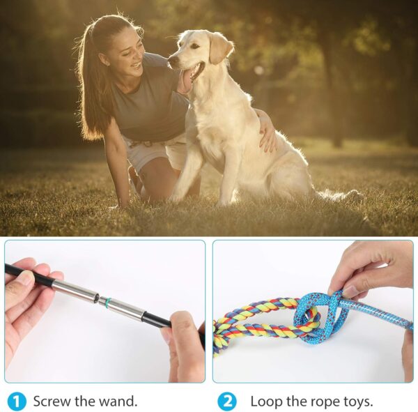 Flirt Pole for Dogs Interactive Dog Toys for Large Medium Small Dogs Chase and Tug of War, Dog Teaser Wand with Lure Chewing Toy for Outdoor Exercise & Training