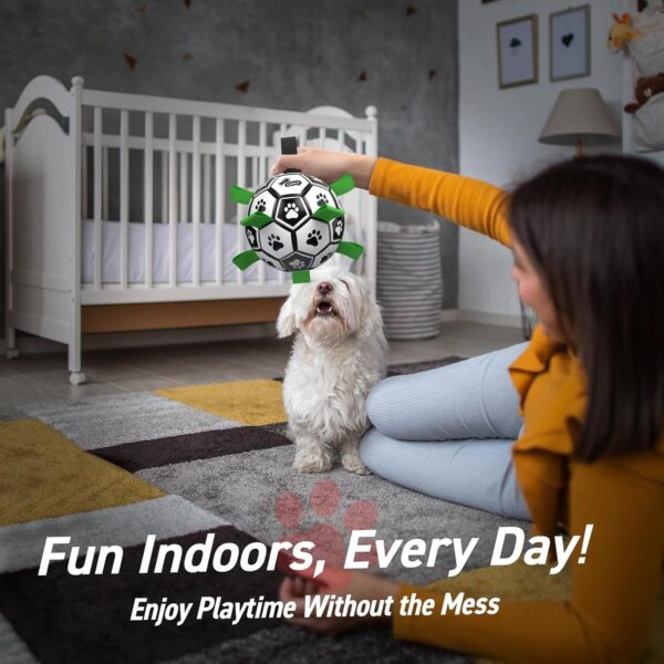 Dog Toys Dog Balls, World Cup Dog Soccer Ball with Straps, Dog Birthday, Herding Ball, Durable Balls for Small Medium Pet, Puppy Outdoor Toy (6 Inch)