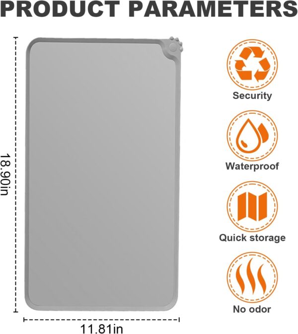 Cat & Dog Feeding Mat, Waterproof Pet Feeding Mat, Non-slip Sillicone Food Mat for Cats and Dogs(48X30CM)