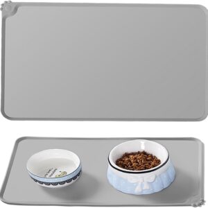 Cat & Dog Feeding Mat, Waterproof Pet Feeding Mat, Non-slip Sillicone Food Mat for Cats and Dogs(48X30CM)
