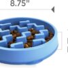 Slow Feeder Dog Bowl - Makes Meal Time Fun, Slows Down Eating, Promotes Healthy Digestion, Prevents Bloat | Slip Resistant and Durable, Food & Water Bowl, Size Medium (Blue)