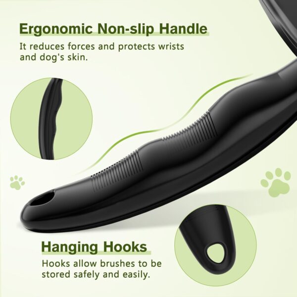 Self-Cleaning Slicker Brush for Dogs and Cats - Rounded Pins Pet Hair Grooming Comb, Portable Massage Tool for Cleaning Tangles, Black