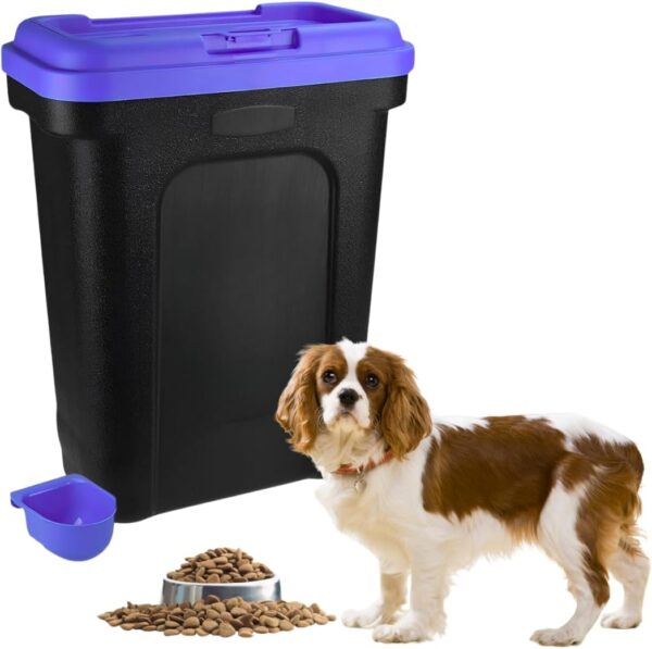 Pet Food Storage Container | Large 30L/15.5kg Plastic Storage Bin with Food Scoop & Flip-Top Locking Lid | Ideal for Storing Dog Treats, Dog Food, Cat Food & Kitten Supplies