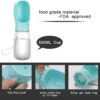 Portable Dog Water Bottle 350/550ml, Pet Water Dispenser Antibacterial Food Grade Leak Proof Dog Cat Travel Drink Bottle Bowl, Pet Outdoor Drinking Cup Dog Gift (550ml, Blue)