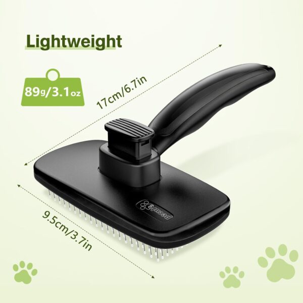 Self-Cleaning Slicker Brush for Dogs and Cats - Rounded Pins Pet Hair Grooming Comb, Portable Massage Tool for Cleaning Tangles, Black