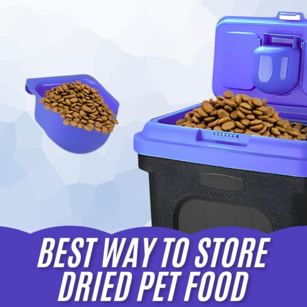 Pet Food Storage Container | Large 30L/15.5kg Plastic Storage Bin with Food Scoop & Flip-Top Locking Lid | Ideal for Storing Dog Treats, Dog Food, Cat Food & Kitten Supplies