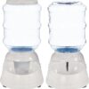 Automatic Dog Cat Water Dispenser Gravity Feeder Set, Pack of 2, Small, 6-Pound Food Capacity, 1-Gallon,