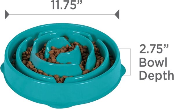 Slow Feeder Dog Bowl - Makes Meal Time Fun, Slows Down Eating, Promotes Healthy Digestion, Prevents Bloat | Slip Resistant and Durable, Food and Water Bowl, Size Large (Turquoise)