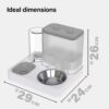 2 in 1 Automatic Pet Feeder, Food and Water Dispenser, for Small Cats And Dogs, 2.2L Food Feeder 1L Water Dispenser Gravity Dispenser Station for Home Travel Dark Grey