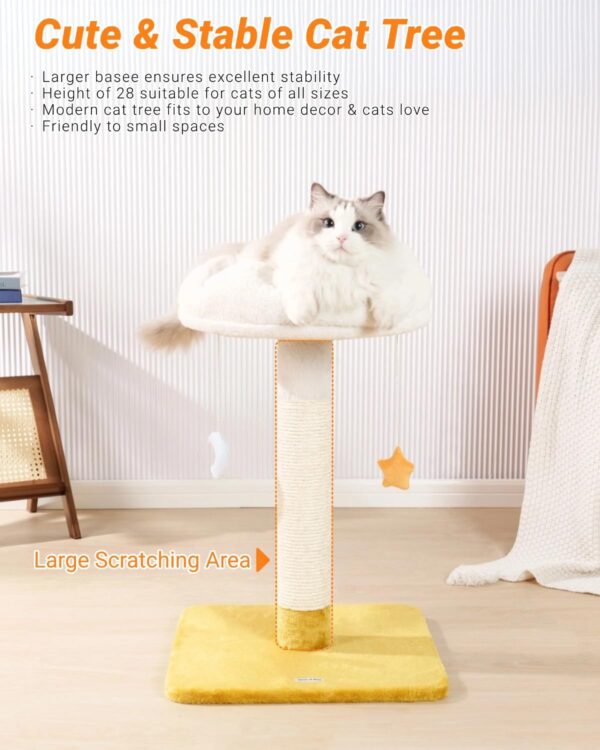 Cloud Cat Tree, Cat Scratching Post with Bed, Small Cat Tree for Kittens, Cat Scratch Post with Cloud-Shaped Soft Perch & Cute Toys, Removeable Cover, Bonus Catnip