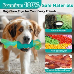 Dog Toys for Aggressive Chewers, Interactive Dog Chew Toys for Large Dogs, Squeaky Chew Toys to Keep Them Busy, Tough Toys for Medium/Large Breed (Green)