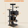 Cat Tree 54in Cat Tower Multi-Level Durable Cat Scratching Post & Cozy Fun Cat Jumping Platform Space Saving Cat Condo Pet Play House for Indoor Cats,Grey