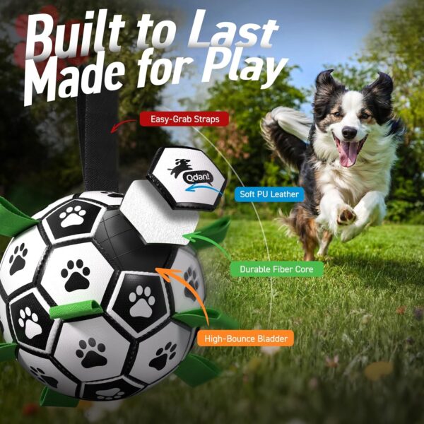 Dog Toys Dog Balls, World Cup Dog Soccer Ball with Straps, Dog Birthday, Herding Ball, Durable Balls for Small Medium Pet, Puppy Outdoor Toy (6 Inch)