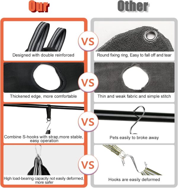 Dog Grooming Hammock Grooming Kit, Pet Nail Trimming Harness for Dog and Cat, Nail Cutting Helper for Small and Large Pet Bathing Shower Supplies (Small, Black)