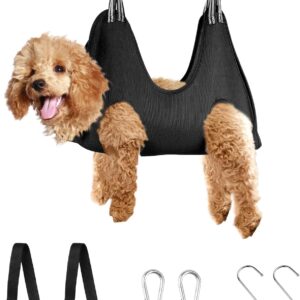 Dog Grooming Hammock Grooming Kit, Pet Nail Trimming Harness for Dog and Cat, Nail Cutting Helper for Small and Large Pet Bathing Shower Supplies (Small, Black)