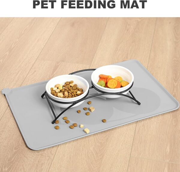Cat & Dog Feeding Mat, Waterproof Pet Feeding Mat, Non-slip Sillicone Food Mat for Cats and Dogs(48X30CM)