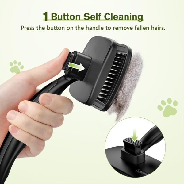 Self-Cleaning Slicker Brush for Dogs and Cats - Rounded Pins Pet Hair Grooming Comb, Portable Massage Tool for Cleaning Tangles, Black
