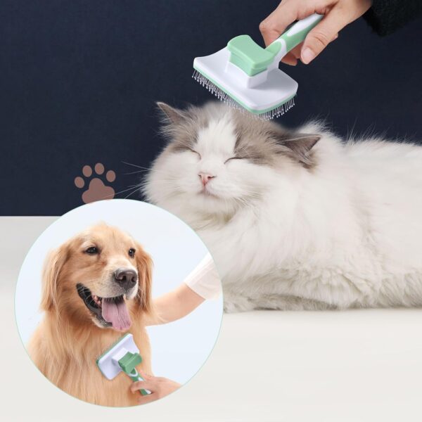 Pet Dog Brush, Cat Brush, Self-Cleaning Slicker Brush, Removes Undercoat, Dog Brush, Cat Brush, Short to Long Hair, Suitable Gentle Cat Brush, Green