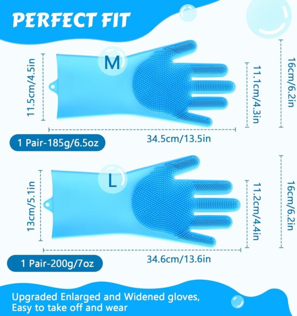 Pet Grooming Gloves - Heat Resistant Silicone Gloves with High-Density Teeth, Enhanced Five Finger Design for Bathing and Massaging Dogs and Cats, Blue