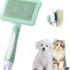 Pet Dog Brush, Cat Brush, Self-Cleaning Slicker Brush, Removes Undercoat, Dog Brush, Cat Brush, Short to Long Hair, Suitable Gentle Cat Brush, Green